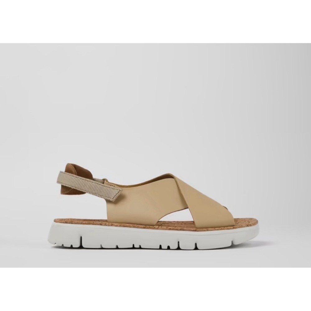 Women's Camper Oruga Beige Leather Slingback Sandals, 5 New